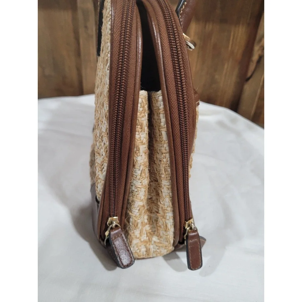 Rosetti Woven Bag With Brown Vinyl Trim And  handles